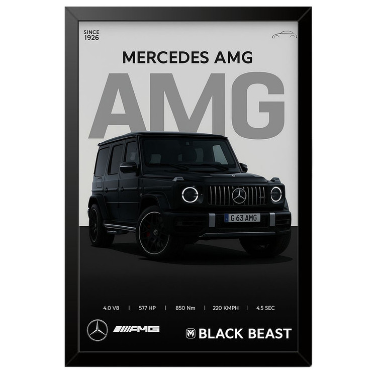 تابلو بکلیت طرح ماشین و خودرو مرسدس بنز Mercedes-Benz G-Class G63 AMG مدل B-po1922 فریم مشکی