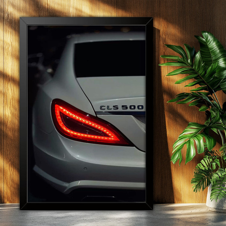 تابلو بکلیت طرح ماشین و خودرو مرسدس بنز Mercedes-Benz CLS500 مدل B-po1989 فریم مشکی
