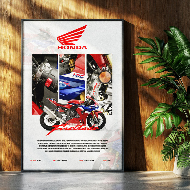 تابلو بکلیت طرح موتور سنگین هوندا Honda CBR1000RR-R Fireblade مدل b-po1683 فریم مشکی