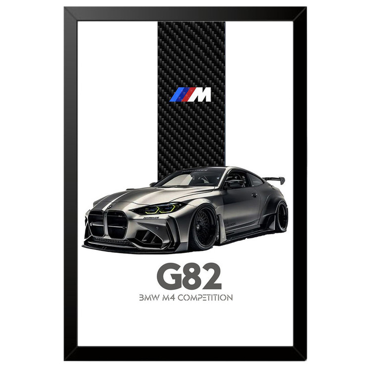 تابلو بکلیت طرح ماشین و خودرو بی ام و BMW M4 G82 مدل b-po1716 فریم مشکی