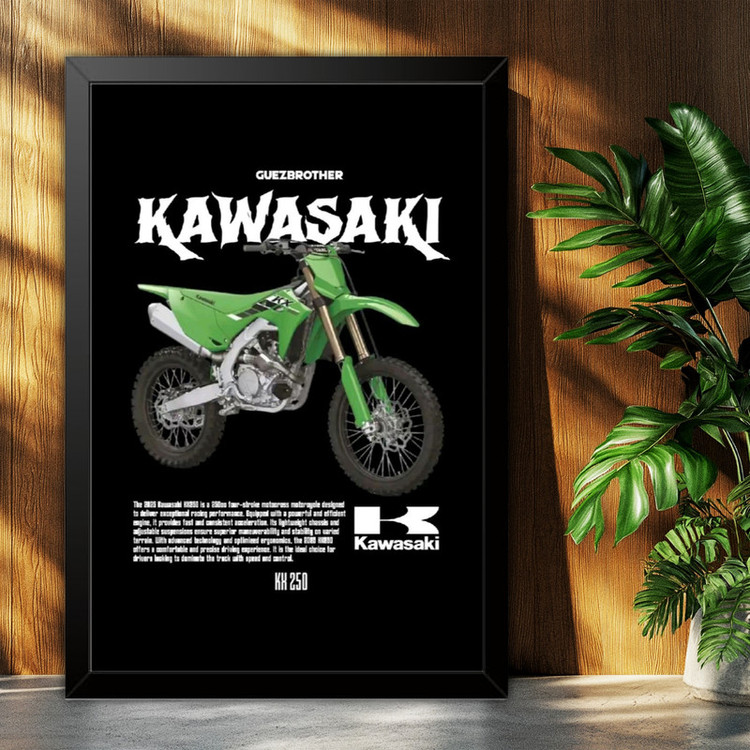 تابلو بکلیت طرح موتور کاوازاکی Kawasaki KX 250 مدل B-po1896 فریم مشکی