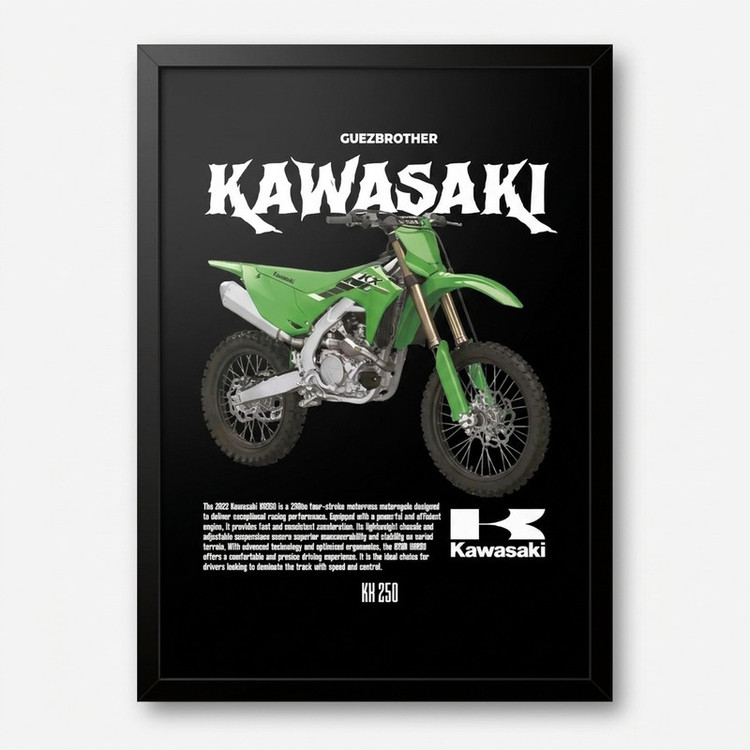 تابلو بکلیت طرح موتور کاوازاکی Kawasaki KX 250 مدل B-po1896 فریم مشکی