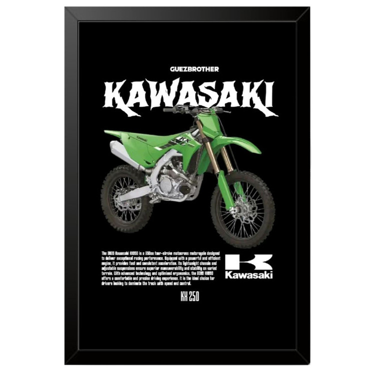 تابلو بکلیت طرح موتور کاوازاکی Kawasaki KX 250 مدل B-po1896 فریم مشکی