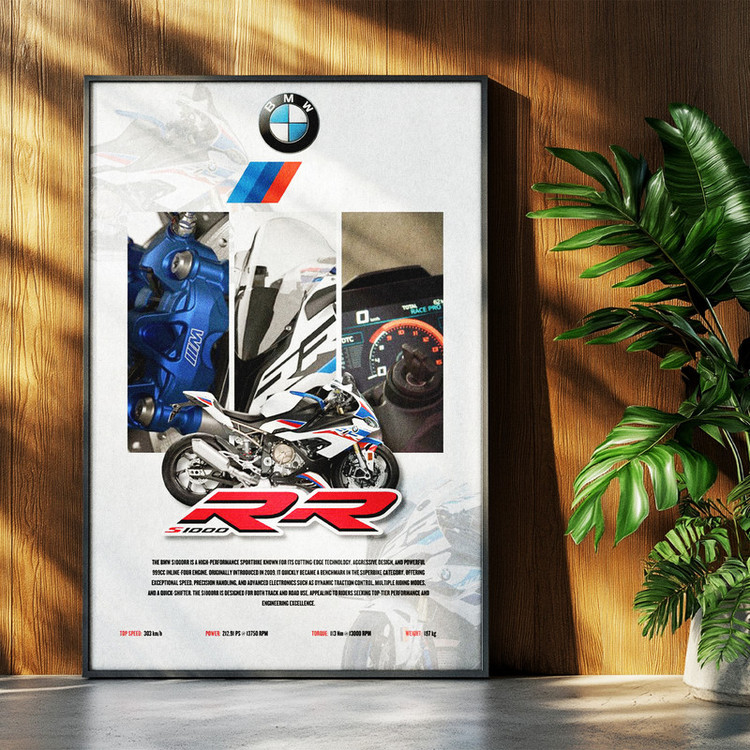تابلو بکلیت طرح موتور سنگین بی ام و BMW S1000RR مدل b-po1675 فریم مشکی