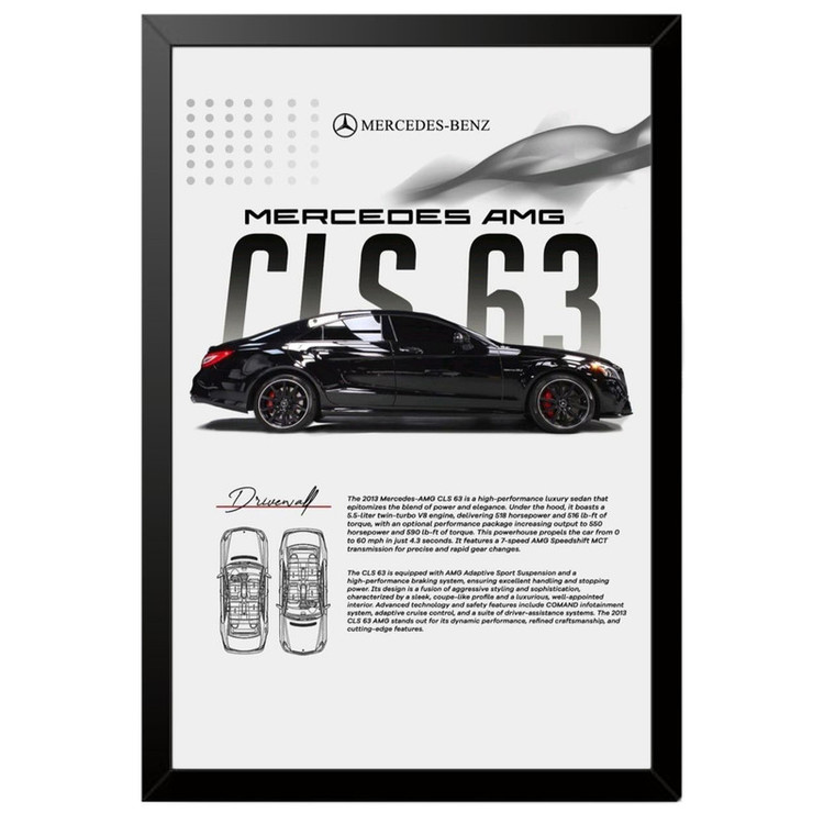 تابلو بکلیت طرح ماشین و خودرو مرسدس بنز Mercedes-Benz CLS 63 AMG مدل b-po1732 فریم مشکی