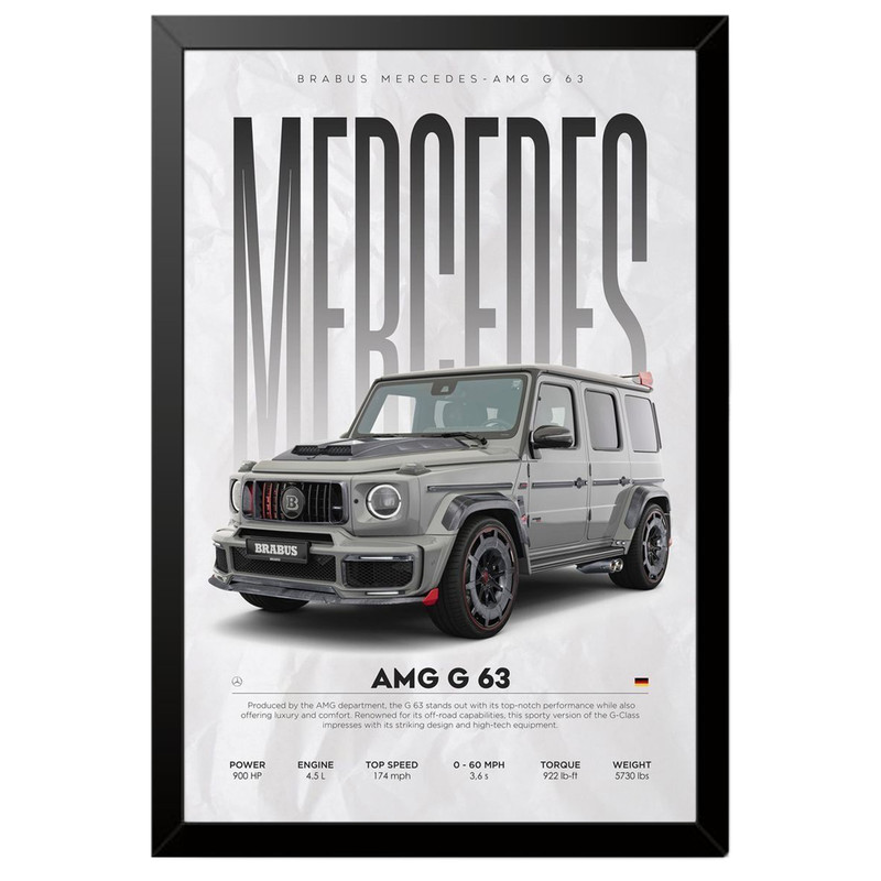 تابلو بکلیت طرح ماشین و خودرو مرسدس بنز Mercedes-Benz G-Class G63 AMG مدل B-po1925 فریم مشکی
