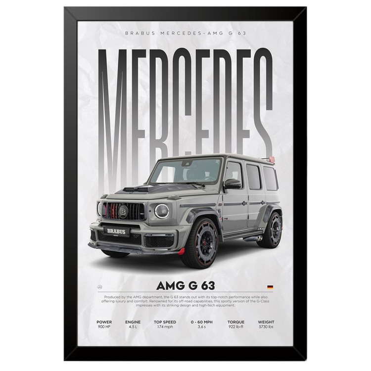 تابلو بکلیت طرح ماشین و خودرو مرسدس بنز Mercedes-Benz G-Class G63 AMG مدل B-po1925 فریم مشکی