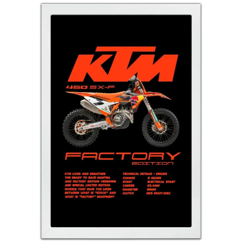 تابلو بکلیت طرح موتور کی تی ام KTM 450 SX-F مدل W-po1970 فریم سفید