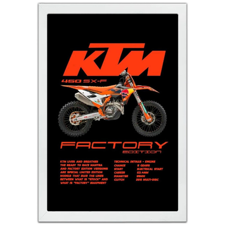 تابلو بکلیت طرح موتور کی تی ام KTM 450 SX-F مدل W-po1970 فریم سفید