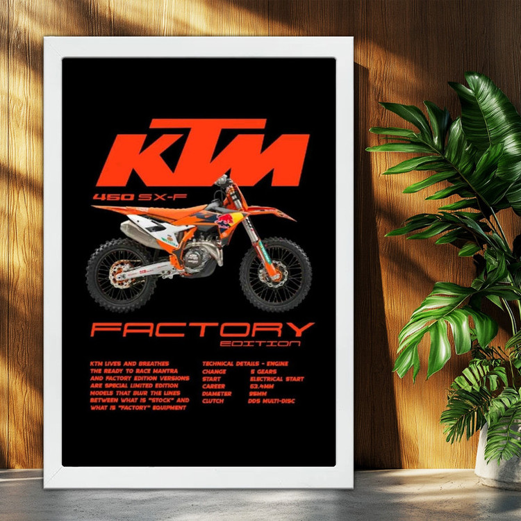 تابلو بکلیت طرح موتور کی تی ام KTM 450 SX-F مدل W-po1970 فریم سفید