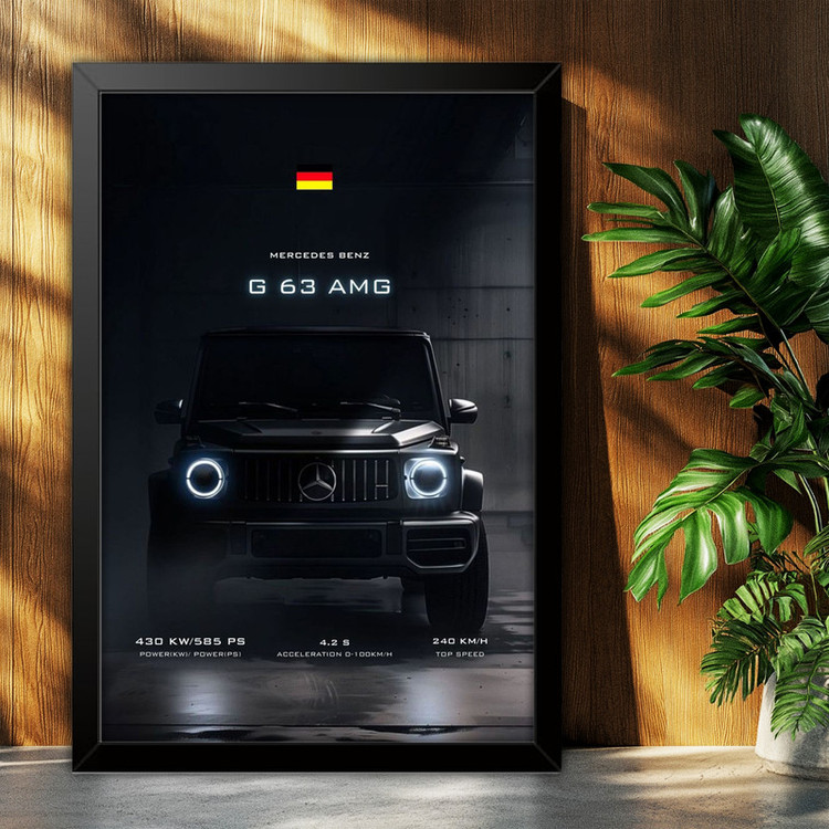 تابلو بکلیت طرح ماشین و خودرو مرسدس بنز Mercedes-Benz G-Class G63 AMG مدل B-po1923 فریم مشکی