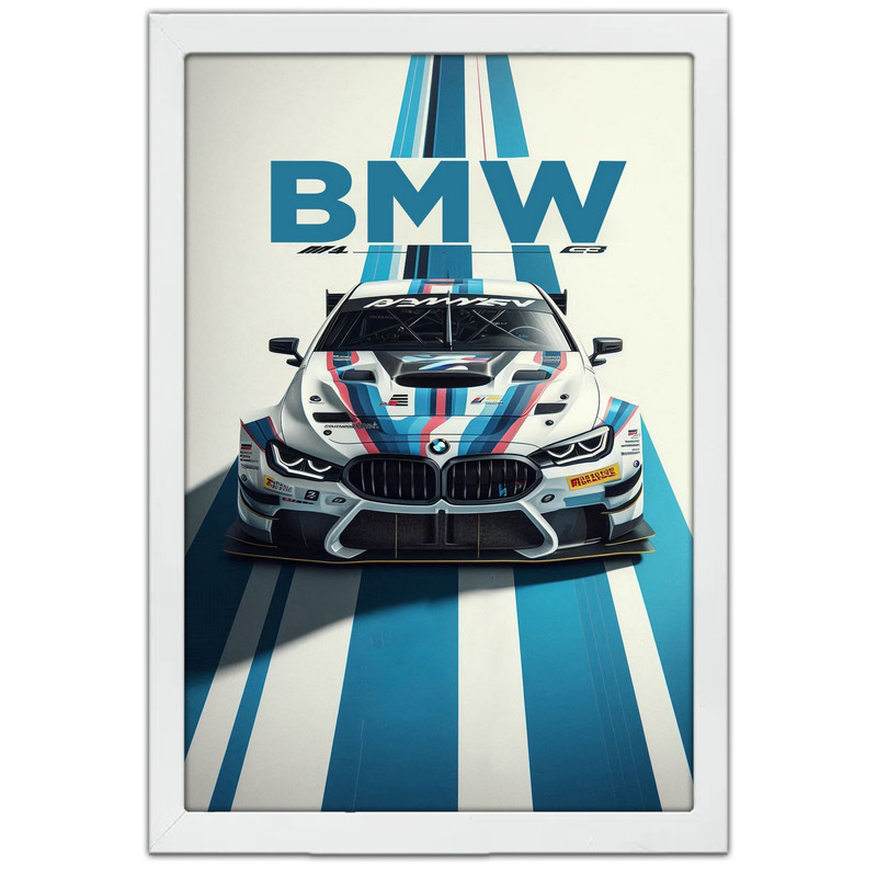 تابلو بکلیت طرح ماشین و خودرو بی ام و BMW M4 مدل W-po1596 فریم سفید