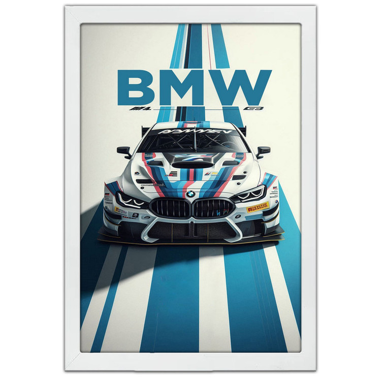 تابلو بکلیت طرح ماشین و خودرو بی ام و BMW M4 مدل W-po1596 فریم سفید