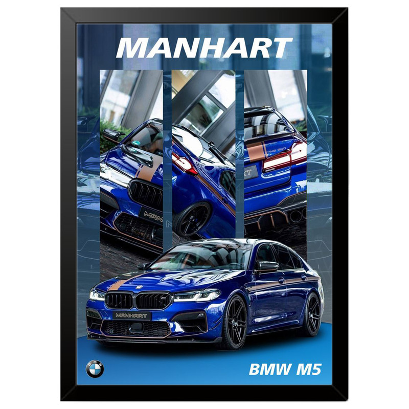 تابلو بکلیت طرح ماشین و خودرو بی ام و BMW M5 مدل b-po1687 فریم مشکی