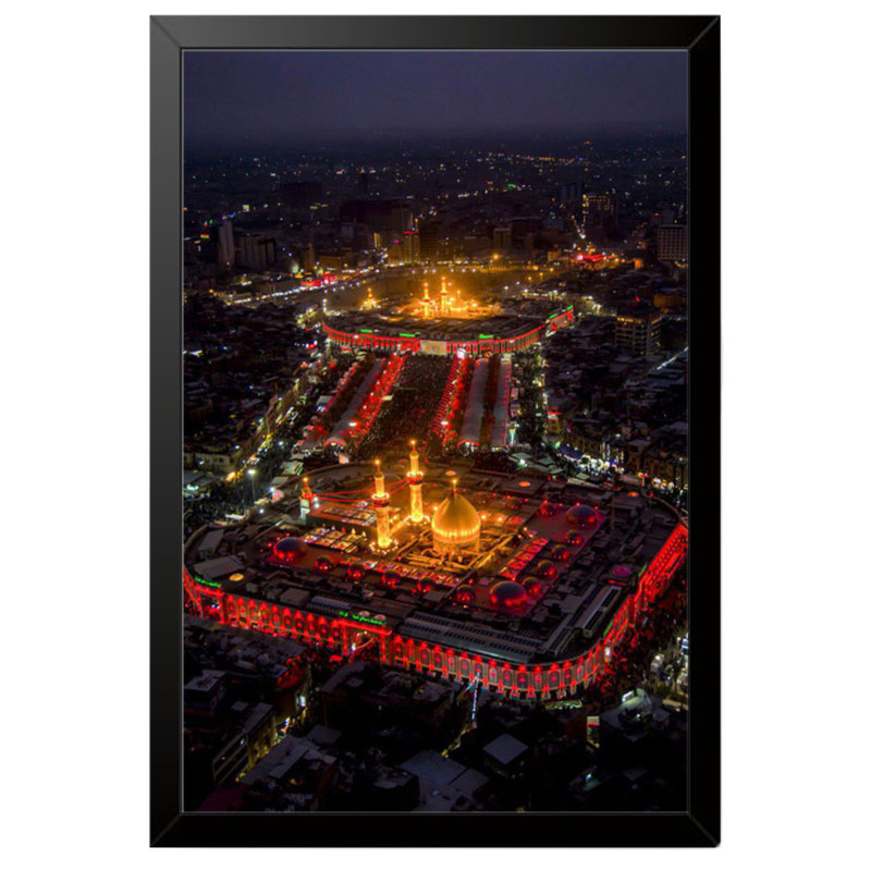 تابلو بکلیت طرح حرم مطهر امام حسین علیه السلام (کربلا) بین الحرمین مدل B-po2120 فریم مشکی