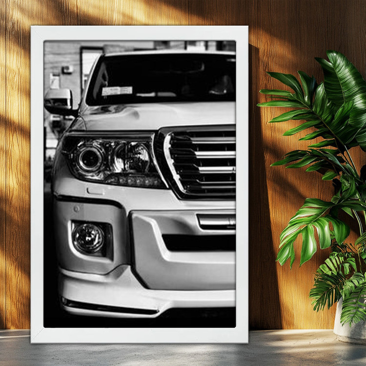 تابلو بکلیت طرح ماشین و خودرو تویوتا لندکروز Toyota LandCruiser مدل W-po1994 فریم سفید