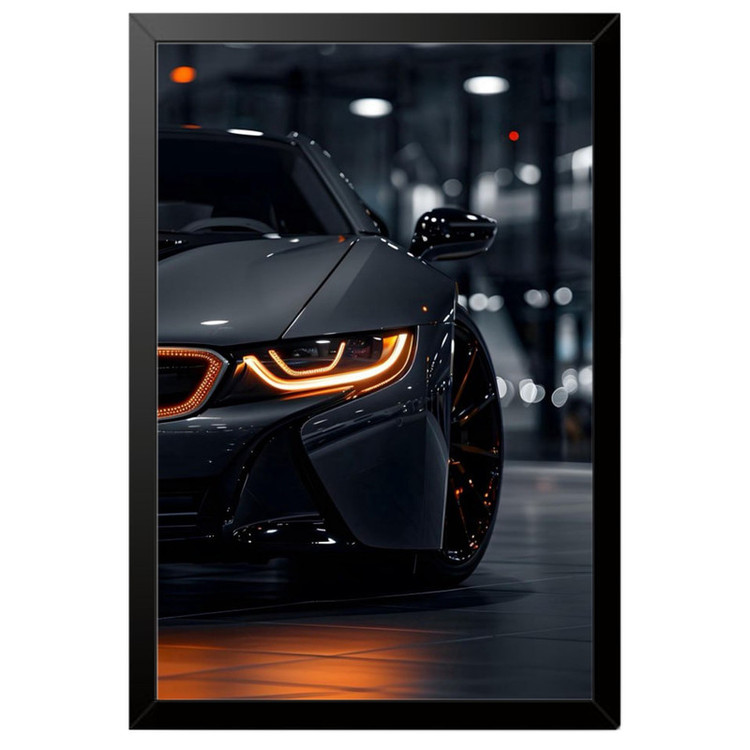 تابلو بکلیت طرح ماشین و خودرو بی ام و BMW i8 مدل B-po2118 فریم مشکی