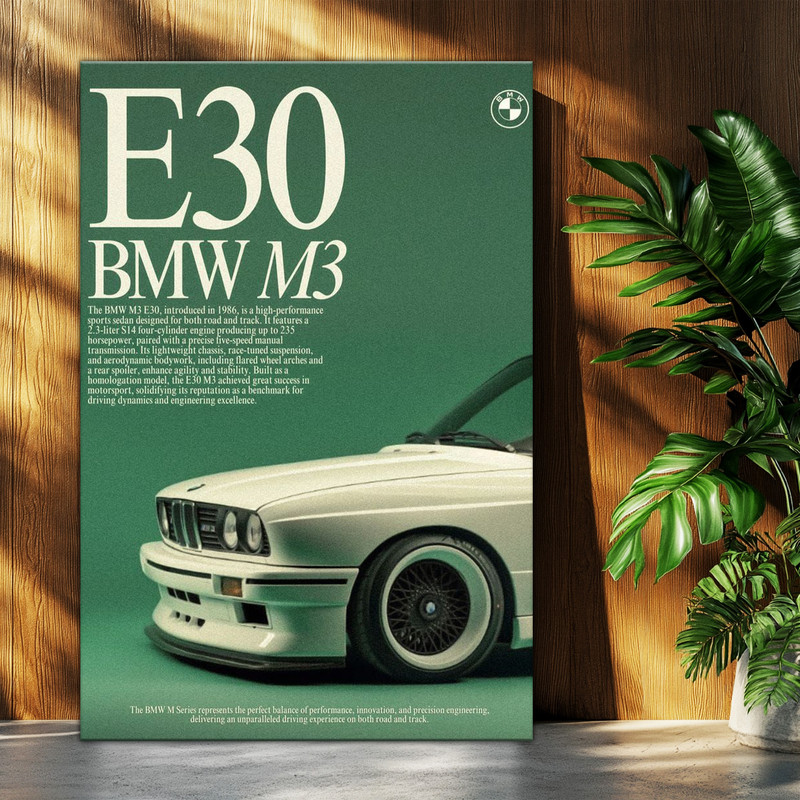 تابلو شاسی بکلیت طرح ماشین و خودرو بی ام و BMW M3 E30 مدل T-po1579