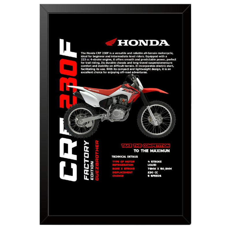 تابلو بکلیت طرح موتور هوندا HONDA CRF230F مدل B-po1916 فریم مشکی