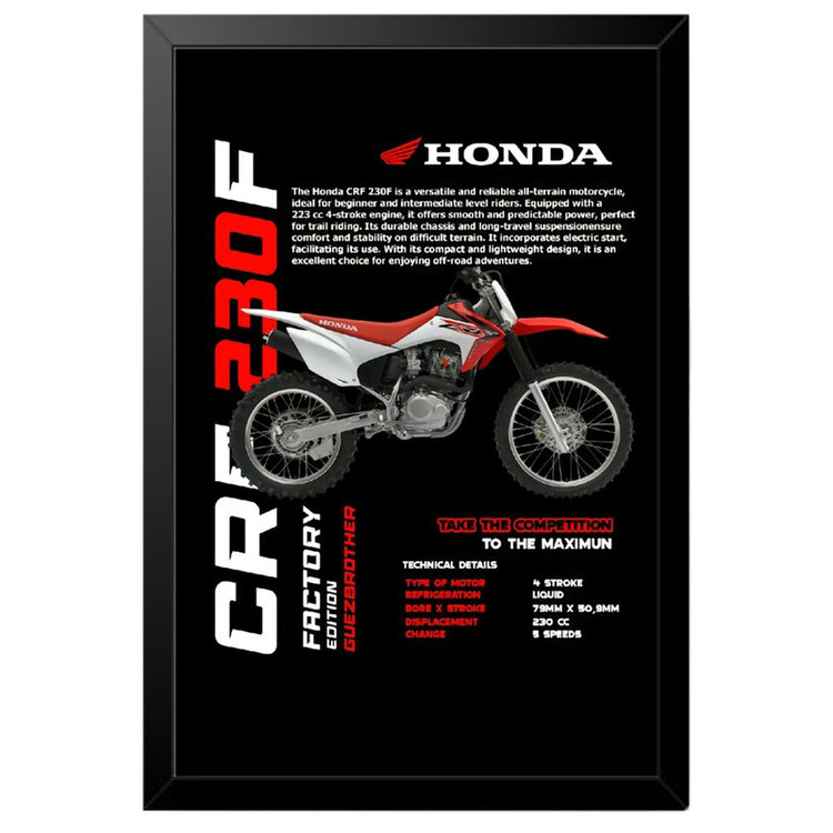 تابلو بکلیت طرح موتور هوندا HONDA CRF230F مدل B-po1916 فریم مشکی