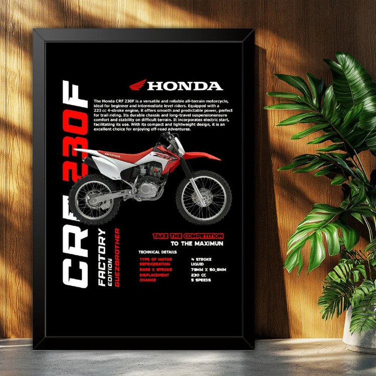 تابلو بکلیت طرح موتور هوندا HONDA CRF230F مدل B-po1916 فریم مشکی