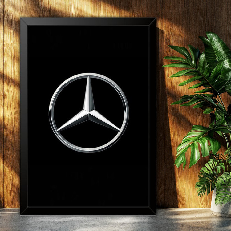 تابلو بکلیت طرح لوگو مرسدس بنز Mercedes-Benz مدل B-po1926 فریم مشکی