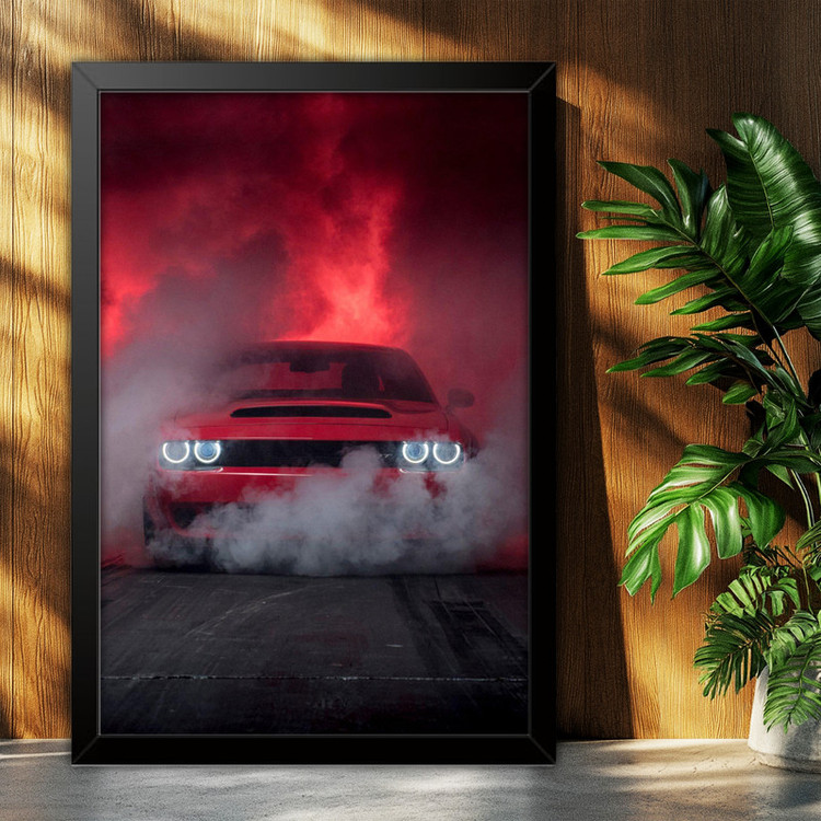تابلو بکلیت طرح ماشین و خودرو دوج چلنجر Dodge Challenger مدل B-po2081 فریم مشکی