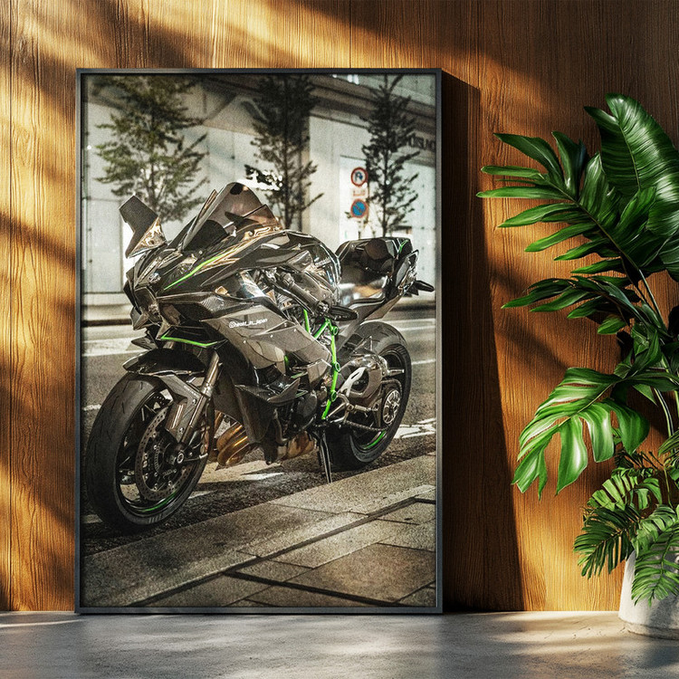 تابلو بکلیت طرح موتور سنگین نینجا کاوازاکی NINJA KAWASAKI H2R مدل b-po1698 فریم مشکی