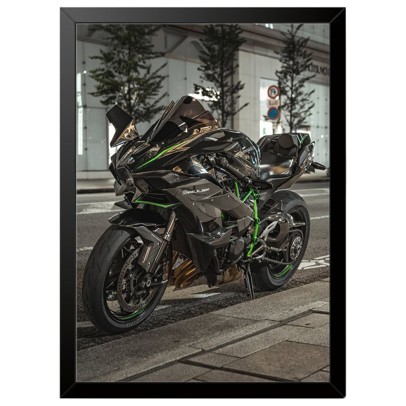 تابلو بکلیت طرح موتور سنگین نینجا کاوازاکی NINJA KAWASAKI H2R مدل b-po1698 فریم مشکی