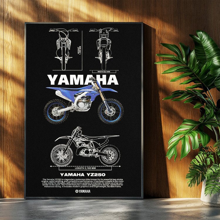 تابلو بکلیت طرح موتور سنگین یاماها YAMAHA YZ250 مدل b-po1548 فریم مشکی