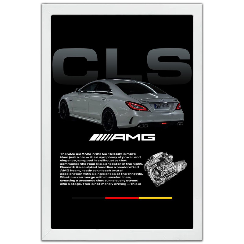 تابلو بکلیت طرح ماشین و خودرو مرسدس بنز Mercedes-Benz CLS 63 AMG مدل W-po1888 فریم سفید