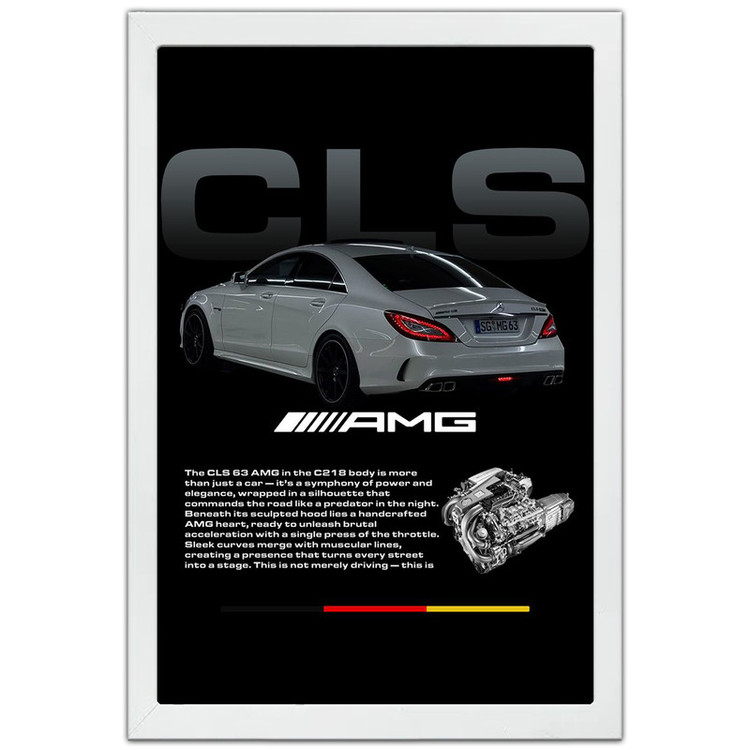 تابلو بکلیت طرح ماشین و خودرو مرسدس بنز Mercedes-Benz CLS 63 AMG مدل W-po1888 فریم سفید