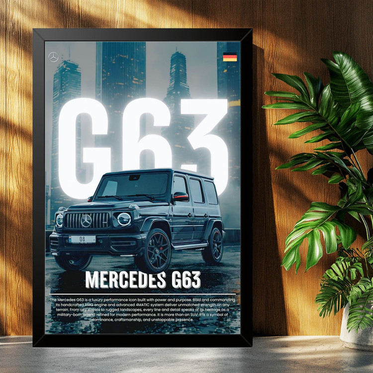 تابلو بکلیت طرح ماشین و خودرو مرسدس بنز Mercedes-Benz G-Class G63 AMG مدل B-po1861 فریم مشکی
