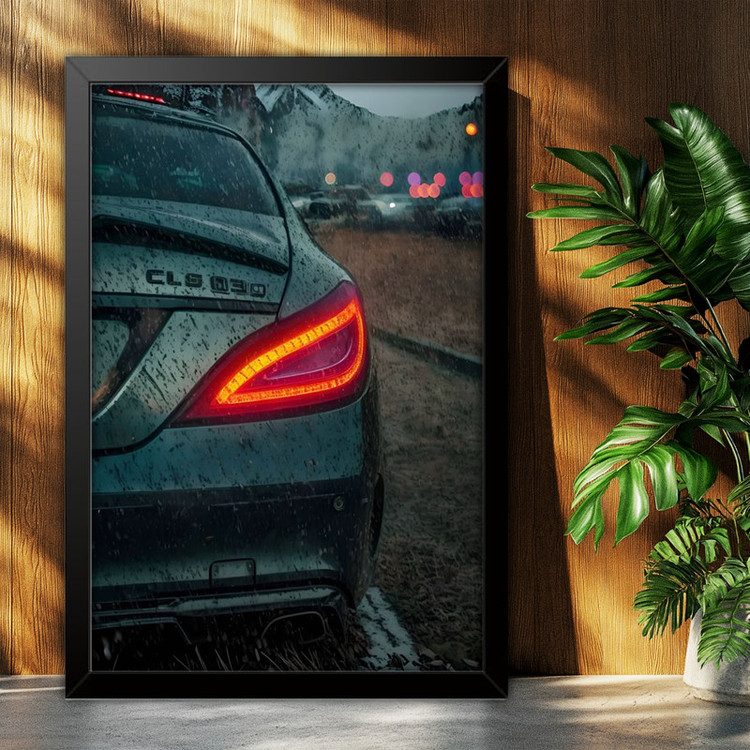 تابلو بکلیت طرح ماشین و خودرو مرسدس بنز Mercedes-Benz CLS 63 AMG مدل B-po1966 فریم مشکی