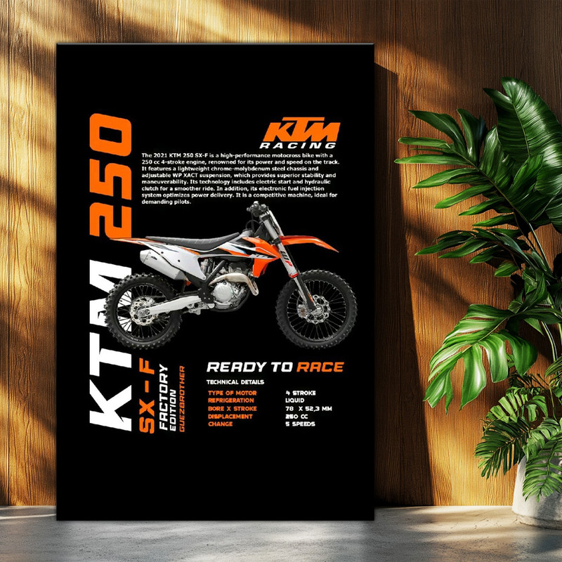 تابلو شاسی بکلیت طرح موتور کی تی ام KTM 250 SX-F مدل T-po1688