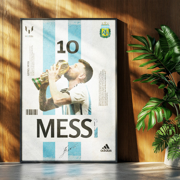 تابلو بکلیت طرح لیونل مسی Lionel Messi مدل b-po1645 فریم مشکی