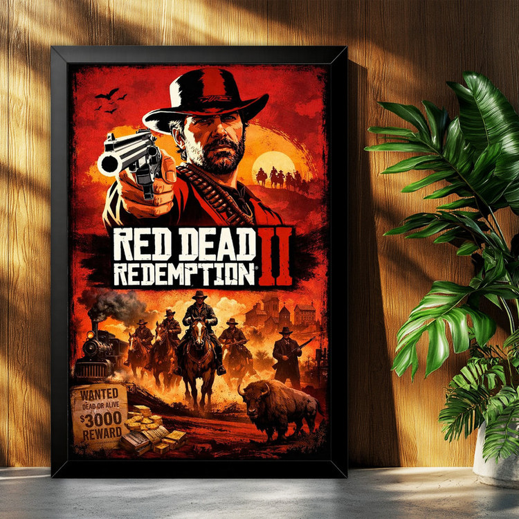 تابلو بکلیت طرح گیمینگ ردد red dead redemption 2 مدل B-po2285 فریم مشکی