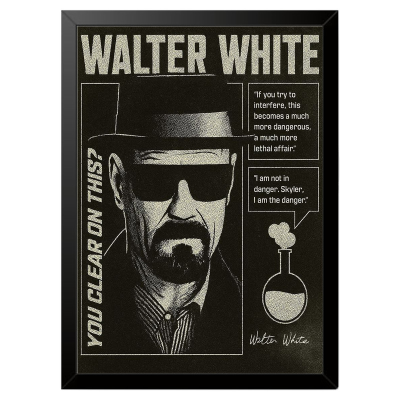تابلو بکلیت طرح سریال بریکینگ بد شخصیت والتر وایت Breaking Bad Walter White مدل b-po1652 فریم مشکی