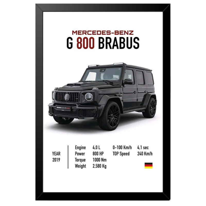تابلو بکلیت طرح ماشین و خودرو مرسدس بنز Mercedes-Benz G-Class G800 BRABUS مدل B-po1974 فریم مشکی