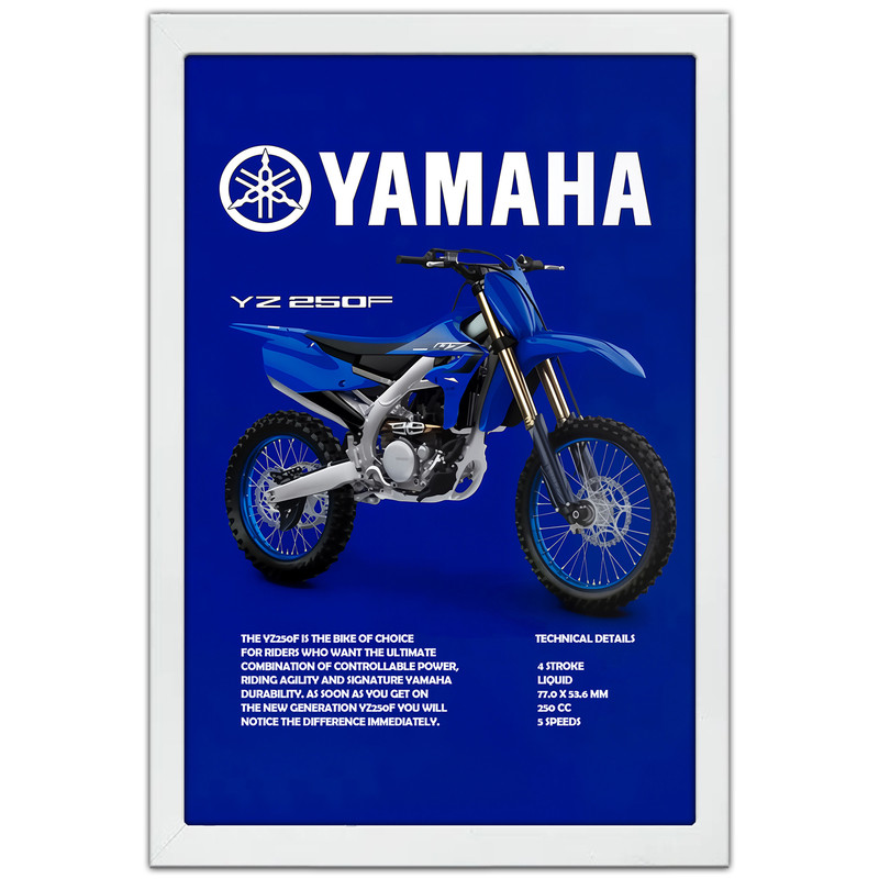 تابلو بکلیت طرح موتور یاماها YAMAHA YZ250F مدل W-po1955 فریم سفید