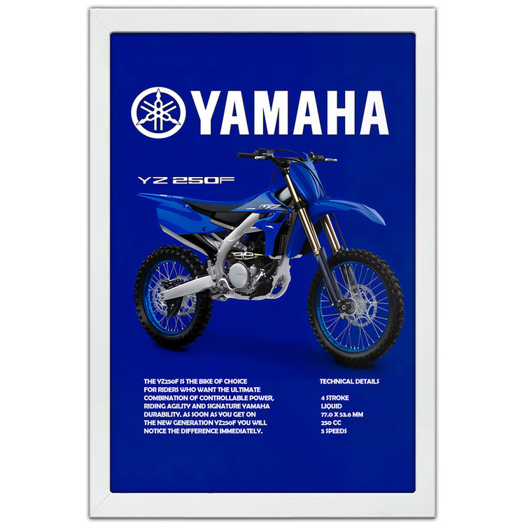 تابلو بکلیت طرح موتور یاماها YAMAHA YZ250F مدل W-po1955 فریم سفید