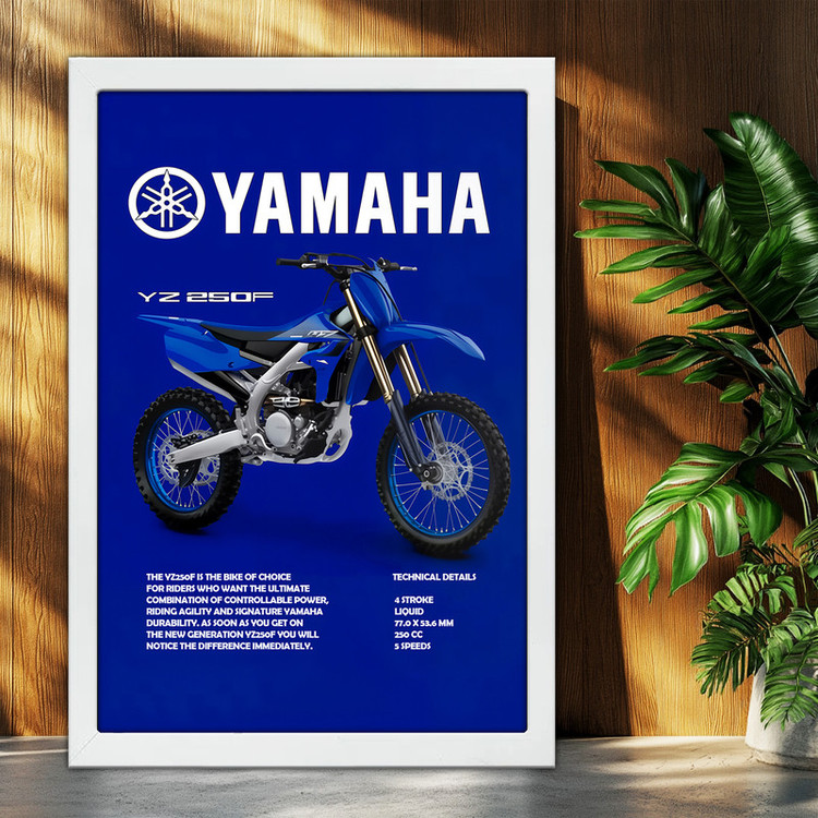تابلو بکلیت طرح موتور یاماها YAMAHA YZ250F مدل W-po1955 فریم سفید