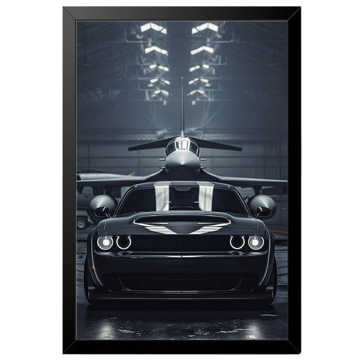 تابلو بکلیت طرح ماشین و خودرو دوج چلنجر Dodge Challenger SRT Hellcat مدل B-po2083 فریم مشکی
