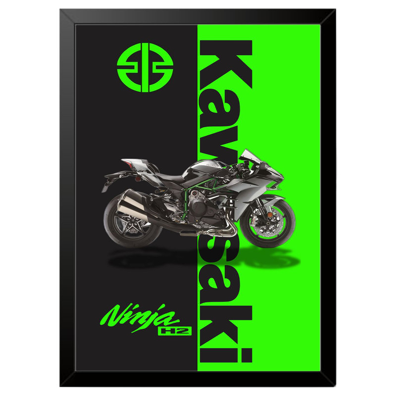 تابلو بکلیت طرح موتور سنگین نینجا کاوازاکی NINJA KAWASAKI H2R مدل b-po1603 فریم مشکی