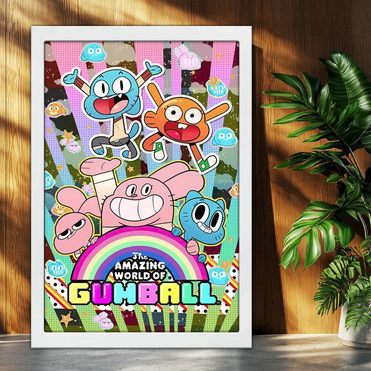 تابلو بکلیت طرح گامبال Gumball مدل W-po2063 فریم سفید