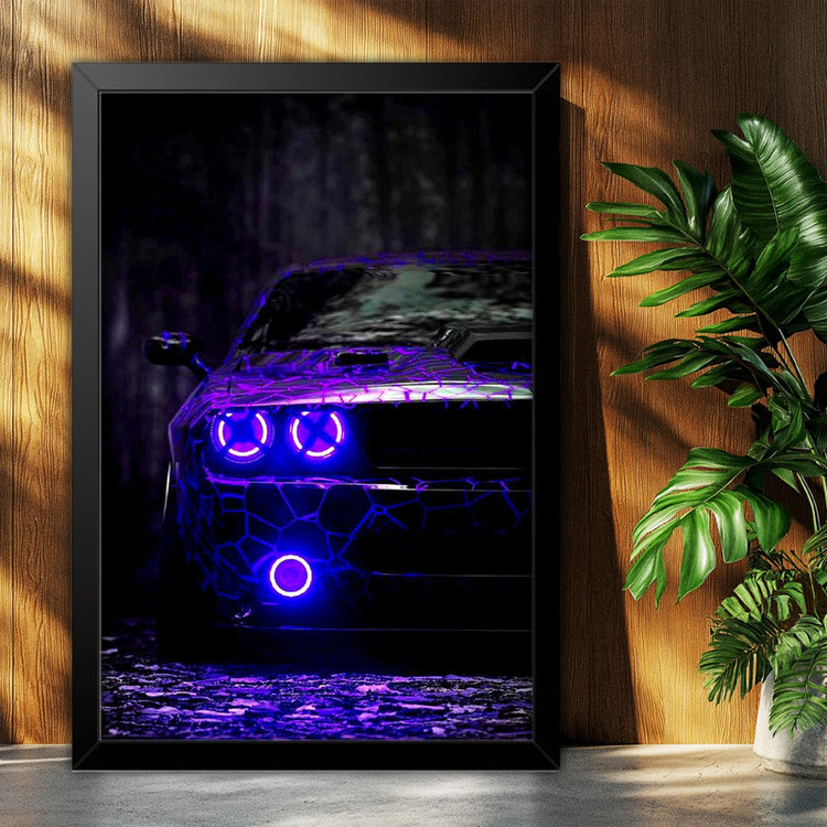 تابلو بکلیت طرح ماشین و خودرو دوج چلنجر Dodge Challenger مدل B-po2079 فریم مشکی