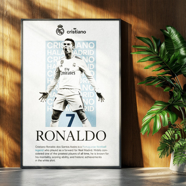 تابلو بکلیت طرح کریستیانو رونالدو Cristiano Ronaldo مدل b-po1643 فریم مشکی