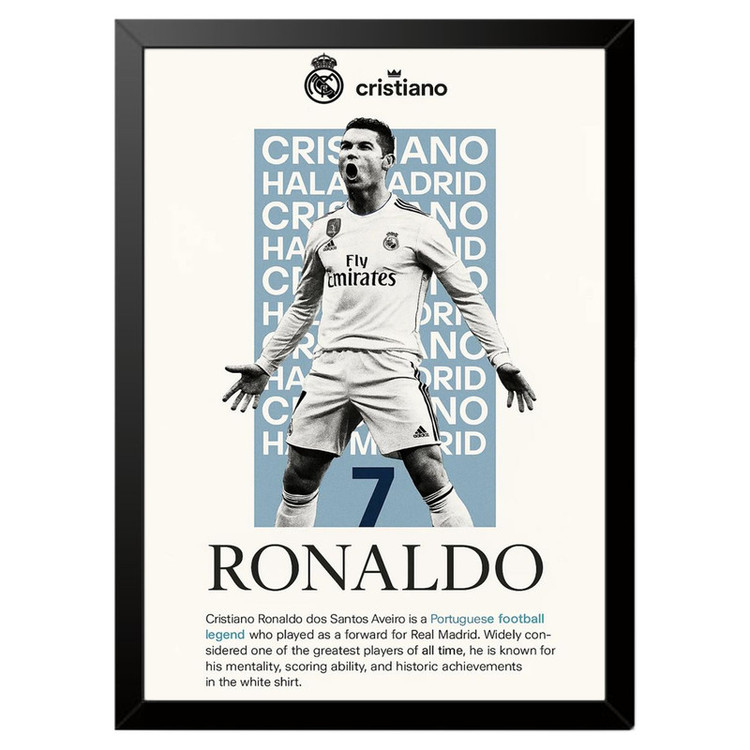 تابلو بکلیت طرح کریستیانو رونالدو Cristiano Ronaldo مدل b-po1643 فریم مشکی