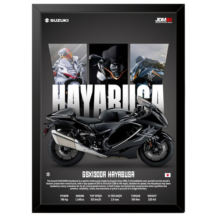 تابلو بکلیت طرح موتور سنگین سوزوکی Suzuki GSX1300R Hayabusa مدل b-po1684 فریم مشکی