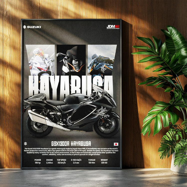 تابلو بکلیت طرح موتور سنگین سوزوکی Suzuki GSX1300R Hayabusa مدل b-po1684 فریم مشکی